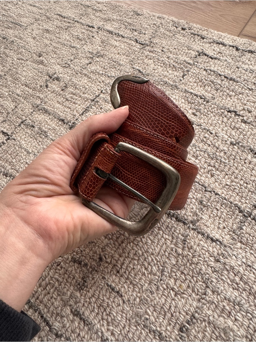Polo Ralph Lauren Sterling silver and genuine lizard skin belt 28